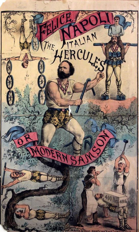 Montague Chatterton & Co Lith. Felice Napoli, The Italian Hercules or Modern Sampson, 33 x 21in.